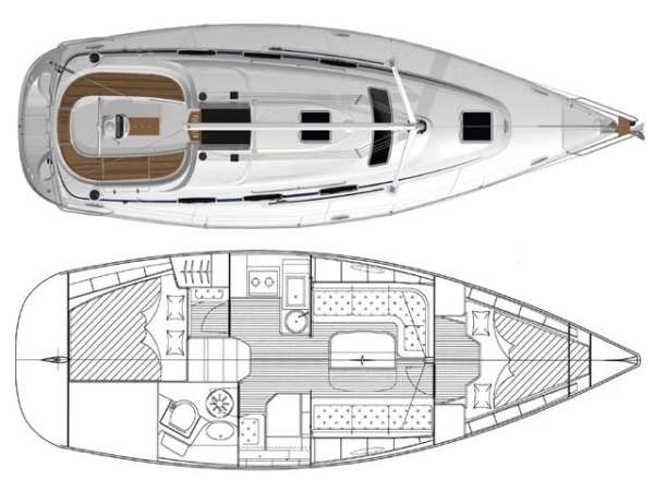 Veler de lloguer Bavaria 33 (2 cab) plànol