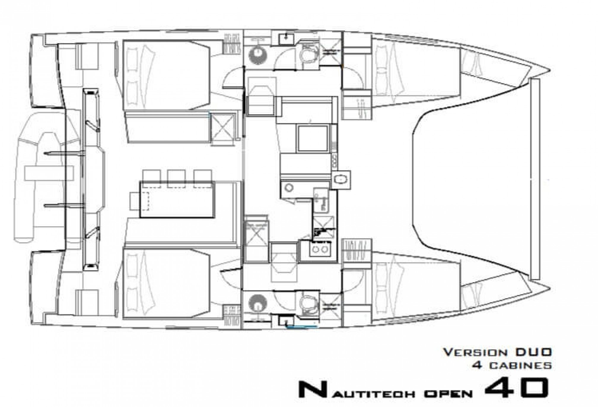 Catamarán de alquiler Nautitech 40 open plano