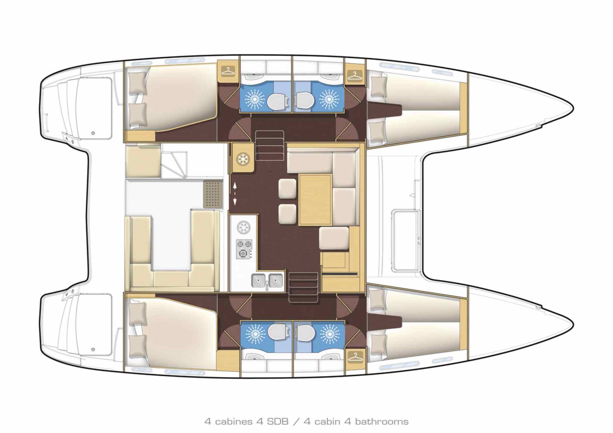 Lagoon 400S2 catamaran de alquiler, layout