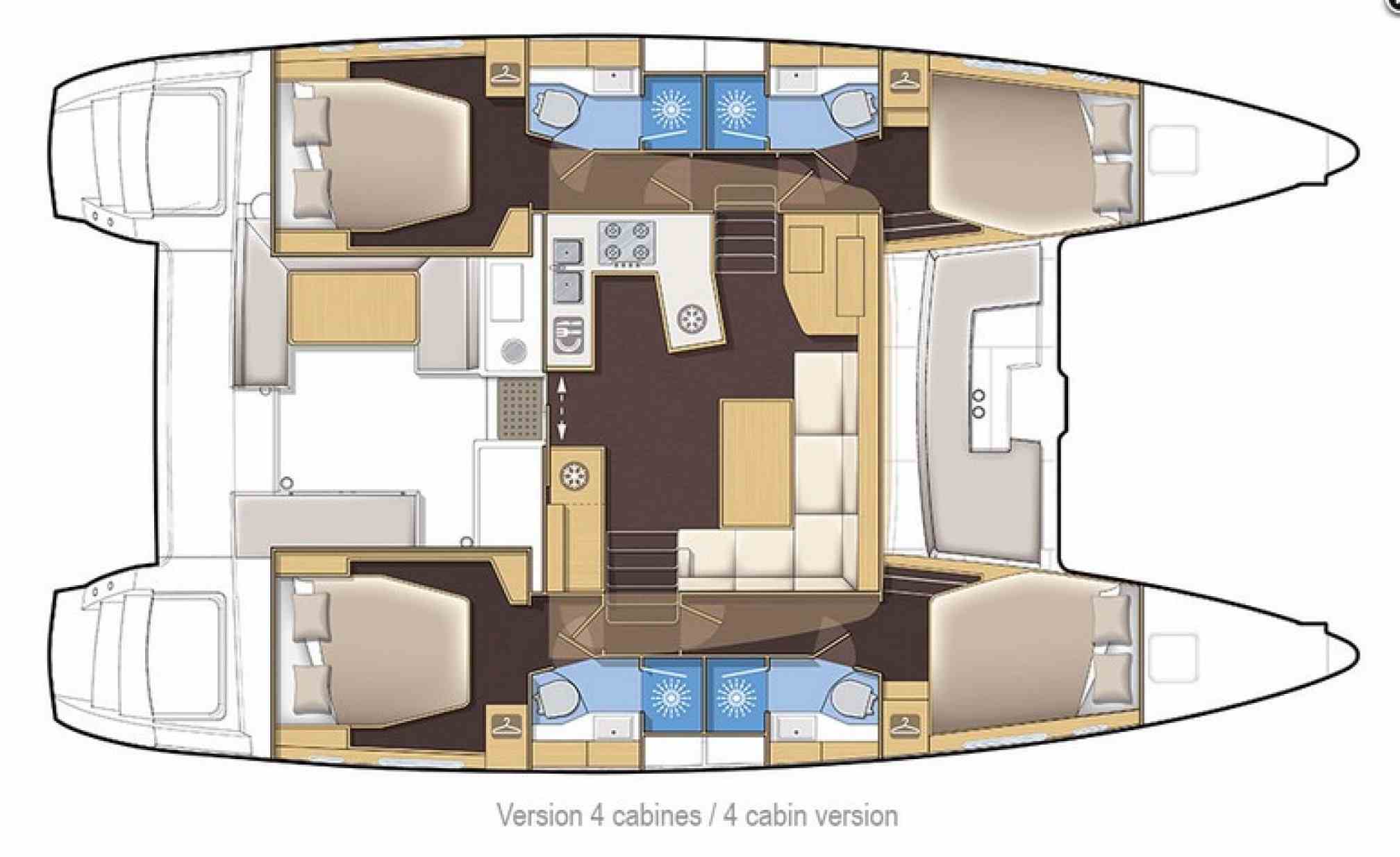 Lagoon 450F alquiler de catamaran plano