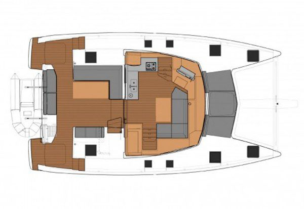 40 Quatour catamaran charter, layout