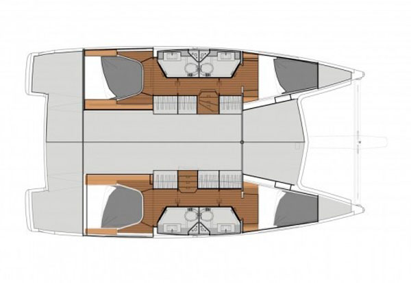 40 Quatour catamaran charter, layout