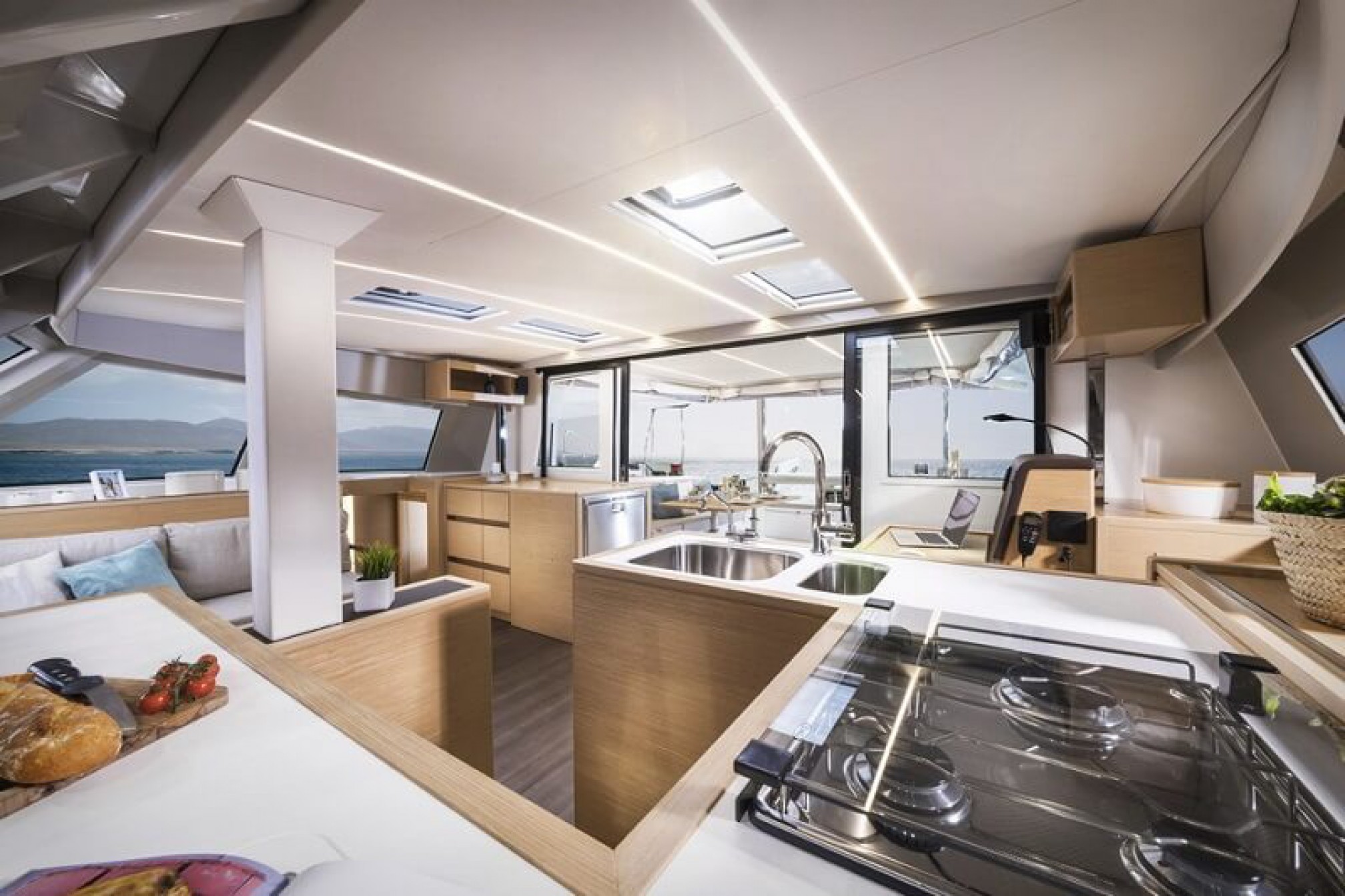 Nautitech 46 open catamaran charter galley