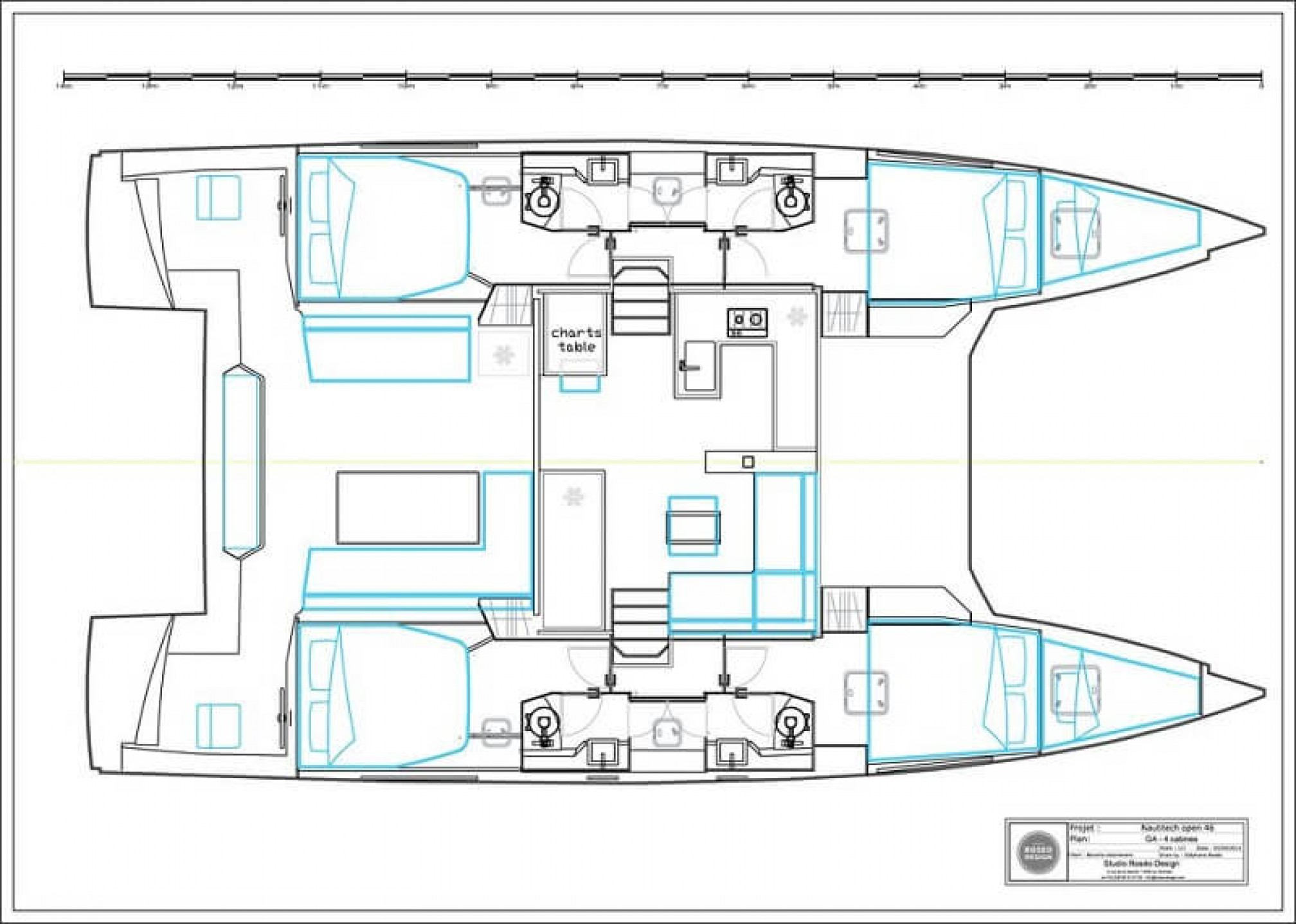 Nautitech 46 open catamaran charter layout