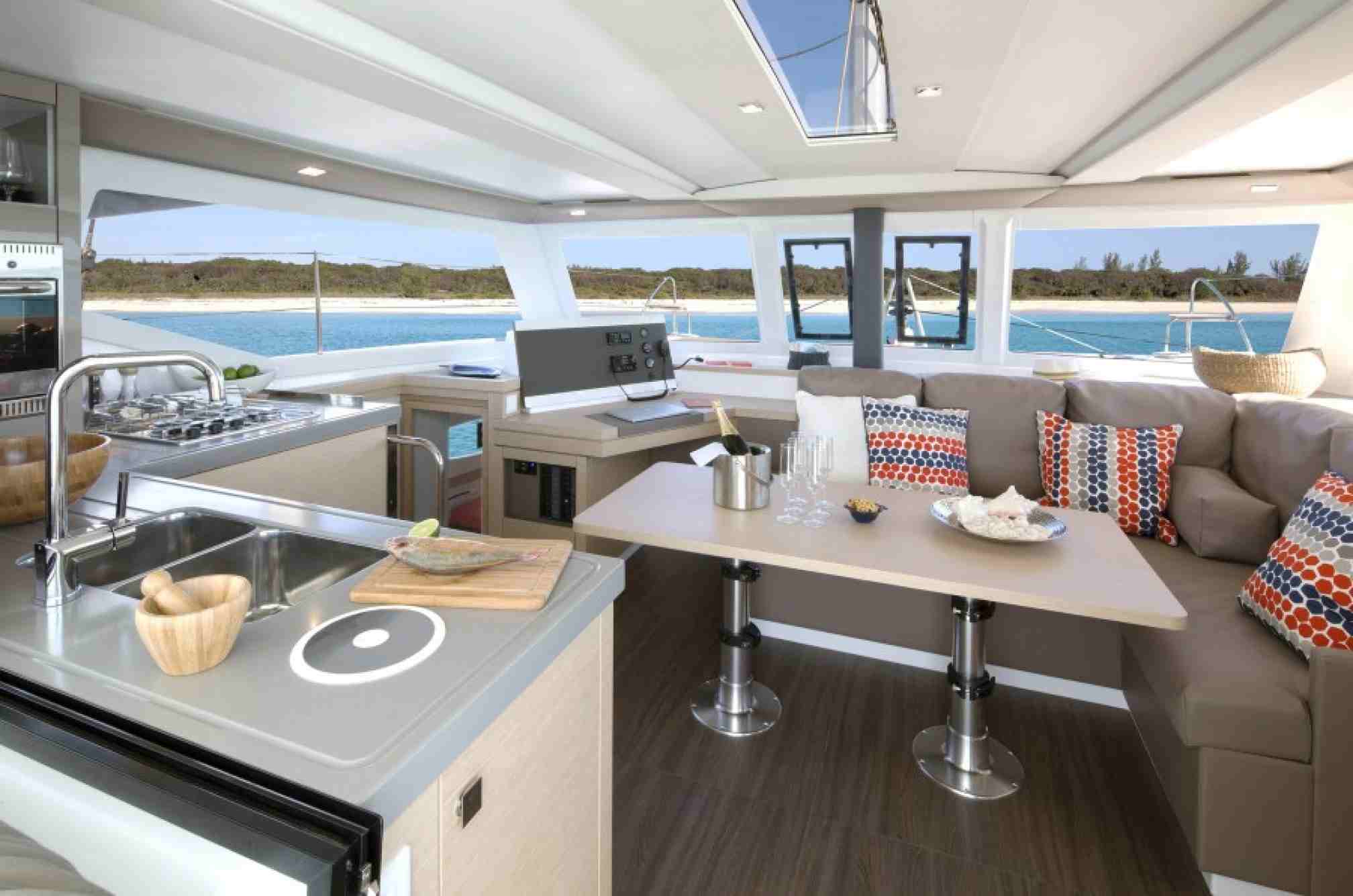 Lucia 40 catamaran charter salon