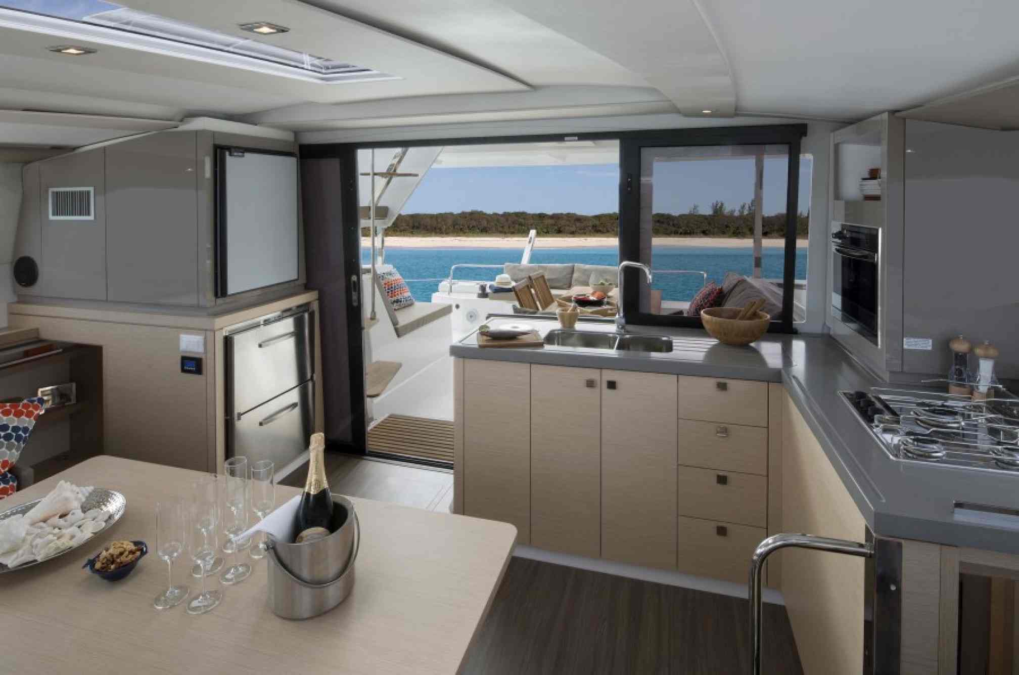 Lucia 40 catamaran charter salon