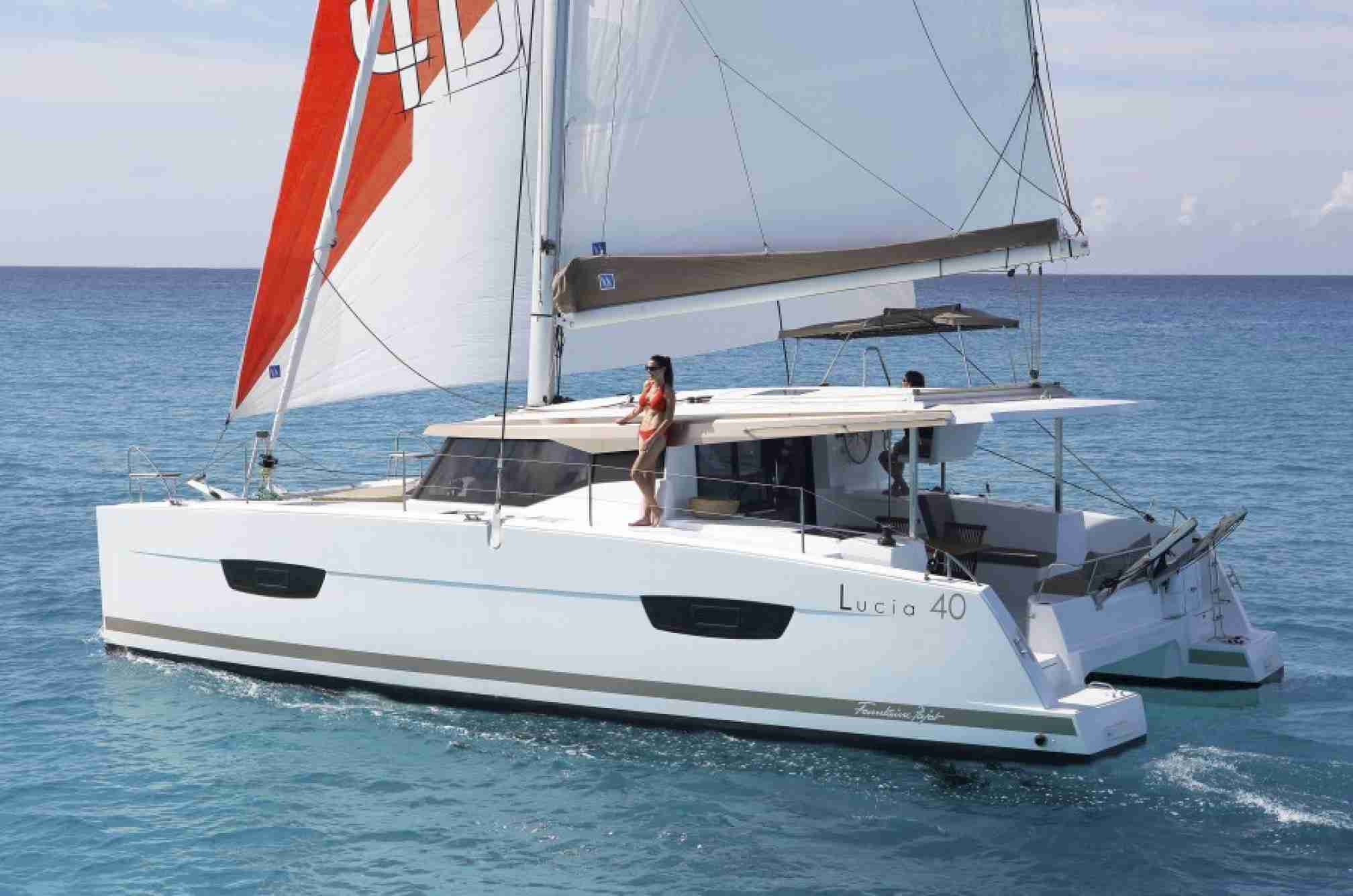 Lucia 40 catamaran charter sailing