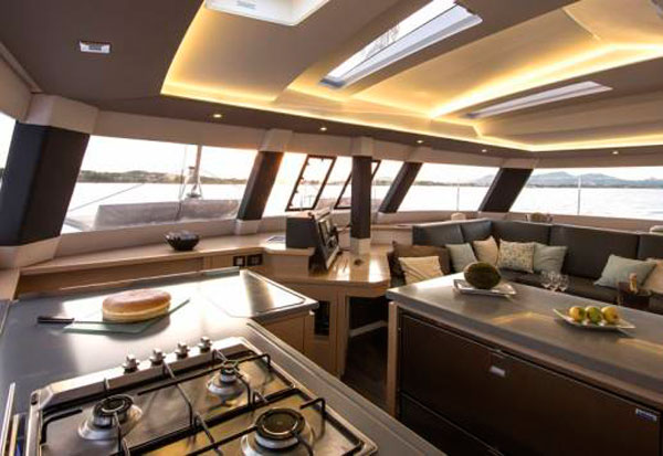 Saba 50 catamaran charter salon