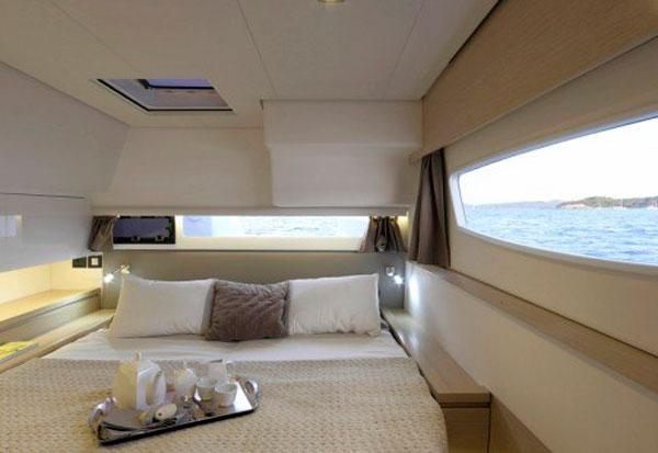 Saba 50 catamaran charter cabin