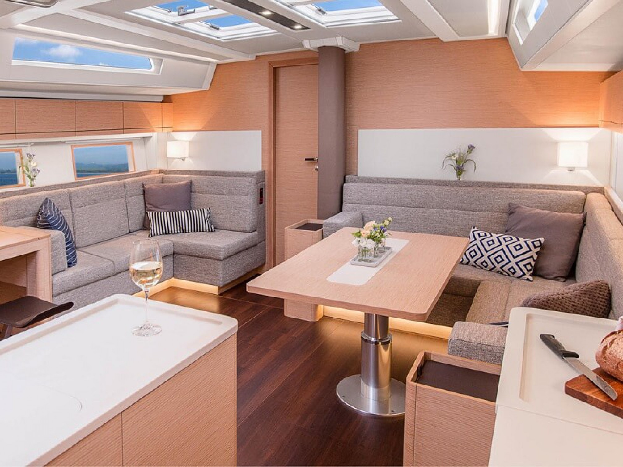 Hanse 548 sailboat charter salon