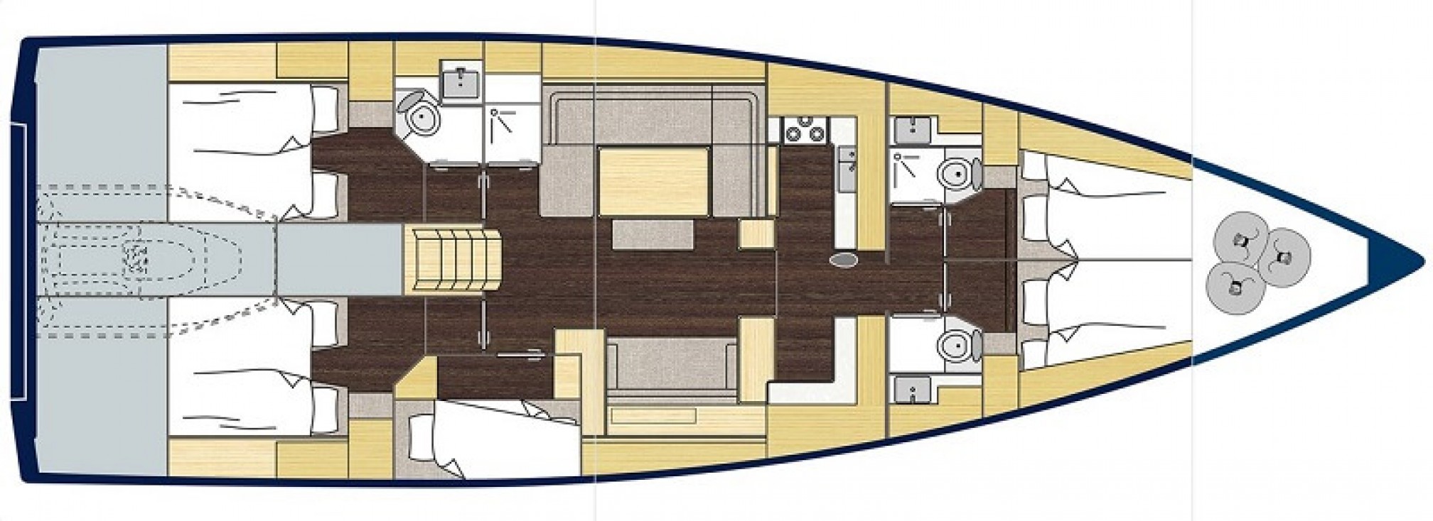 Bavaria 57C sailboat charter layout