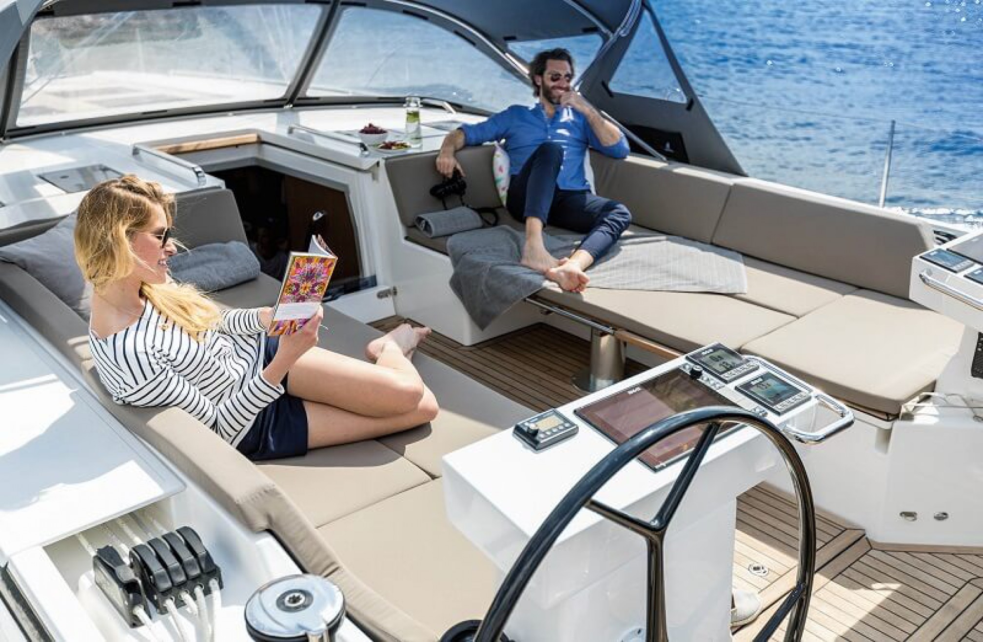 Bavaria 57C sailboat charter cockpit