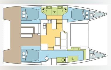 Catamaran de location Astrea 42 layout