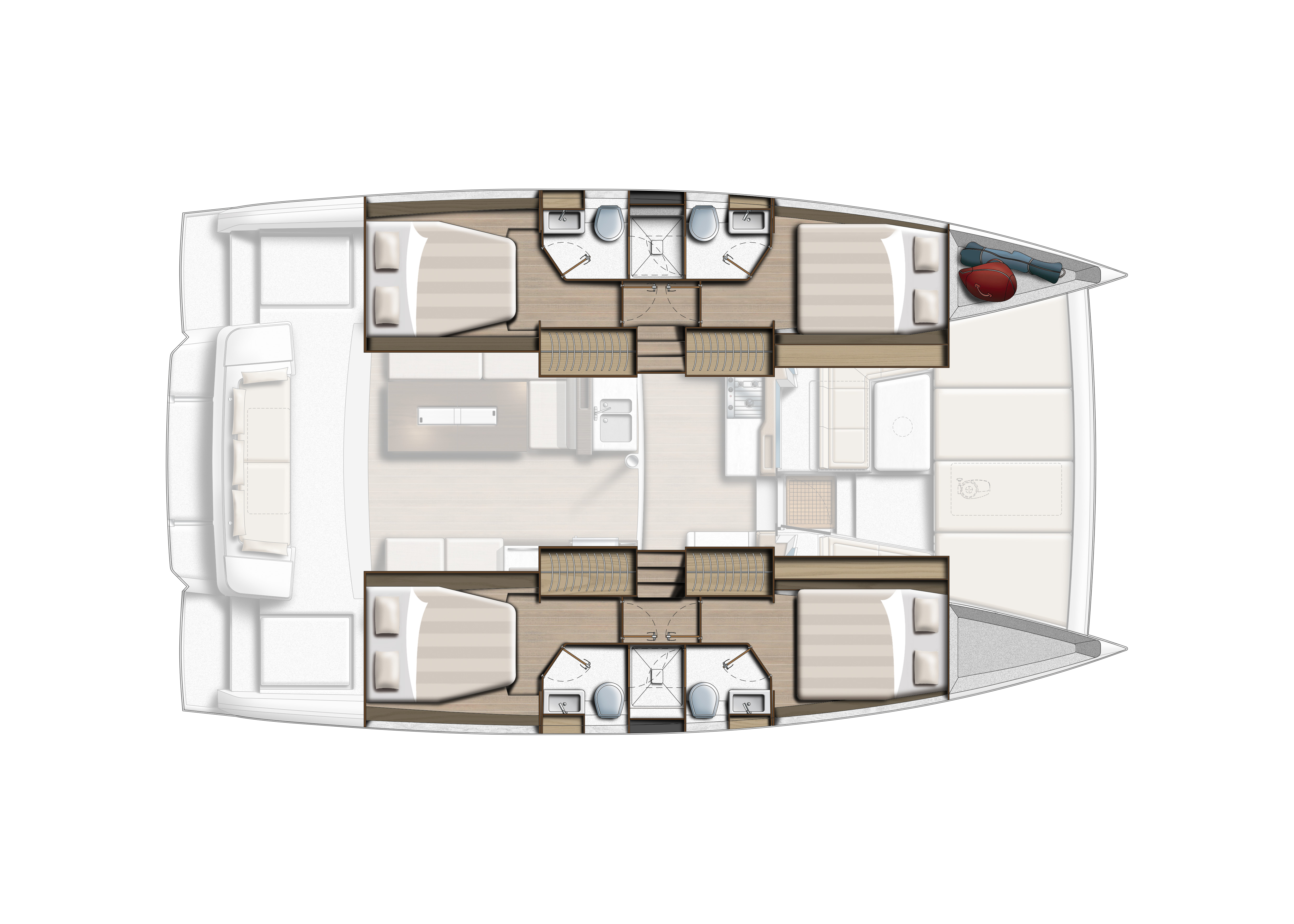 Catamaran de lloguer Bali 4.2 layout