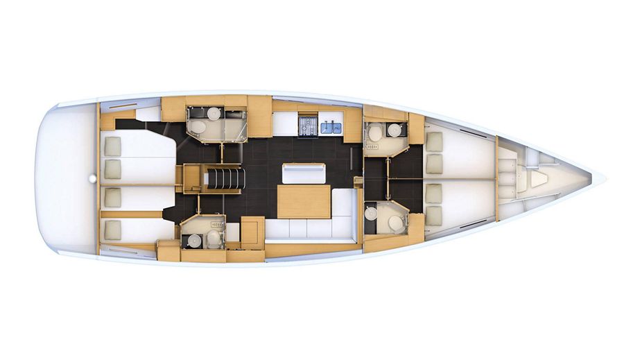 Voilier de location Jeanneau 54 - 4 + 1 cab disposition
