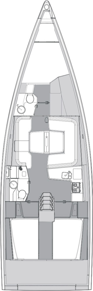 Veler de lloguer Elan E6 (4 cab) plànol