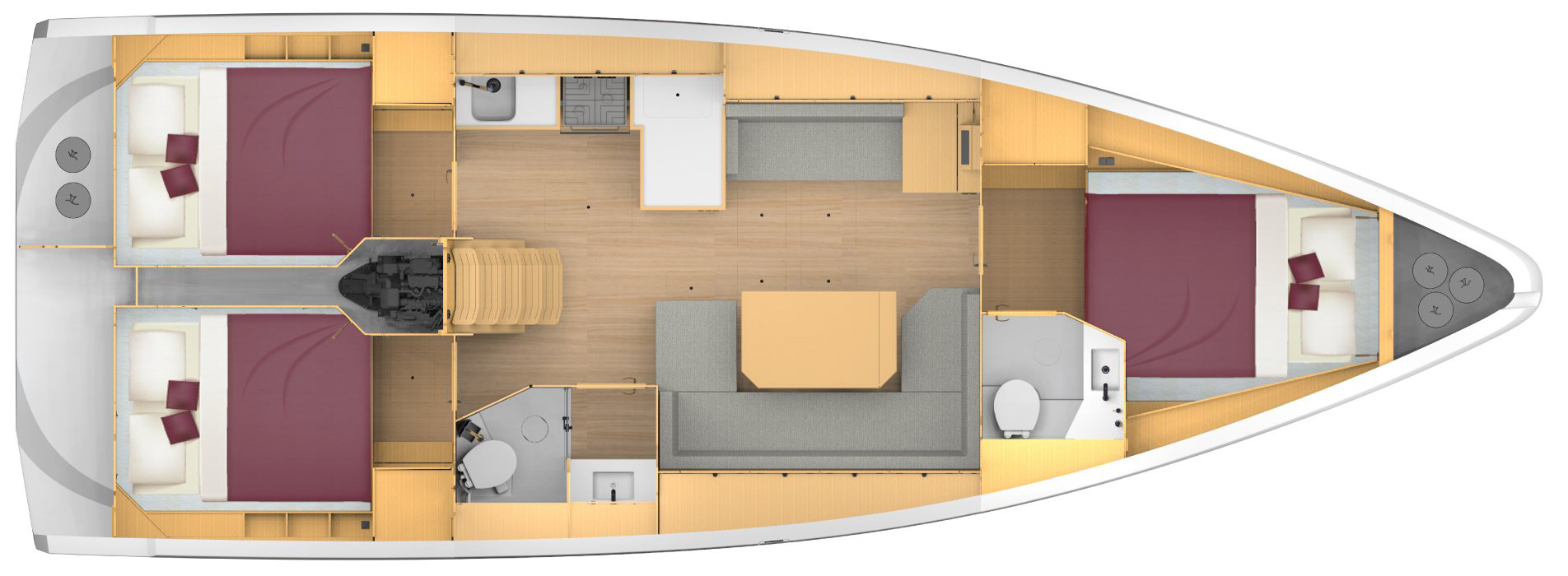 Rental sailing boat Bavaria C42 layout