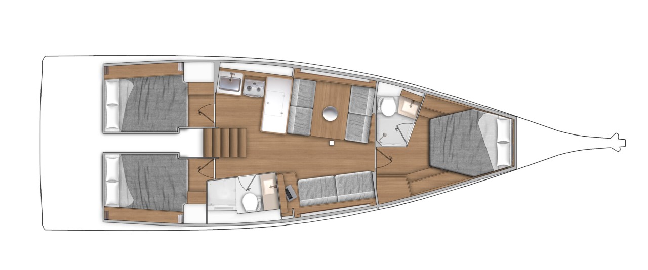 Velero de alquiler First 44 plano