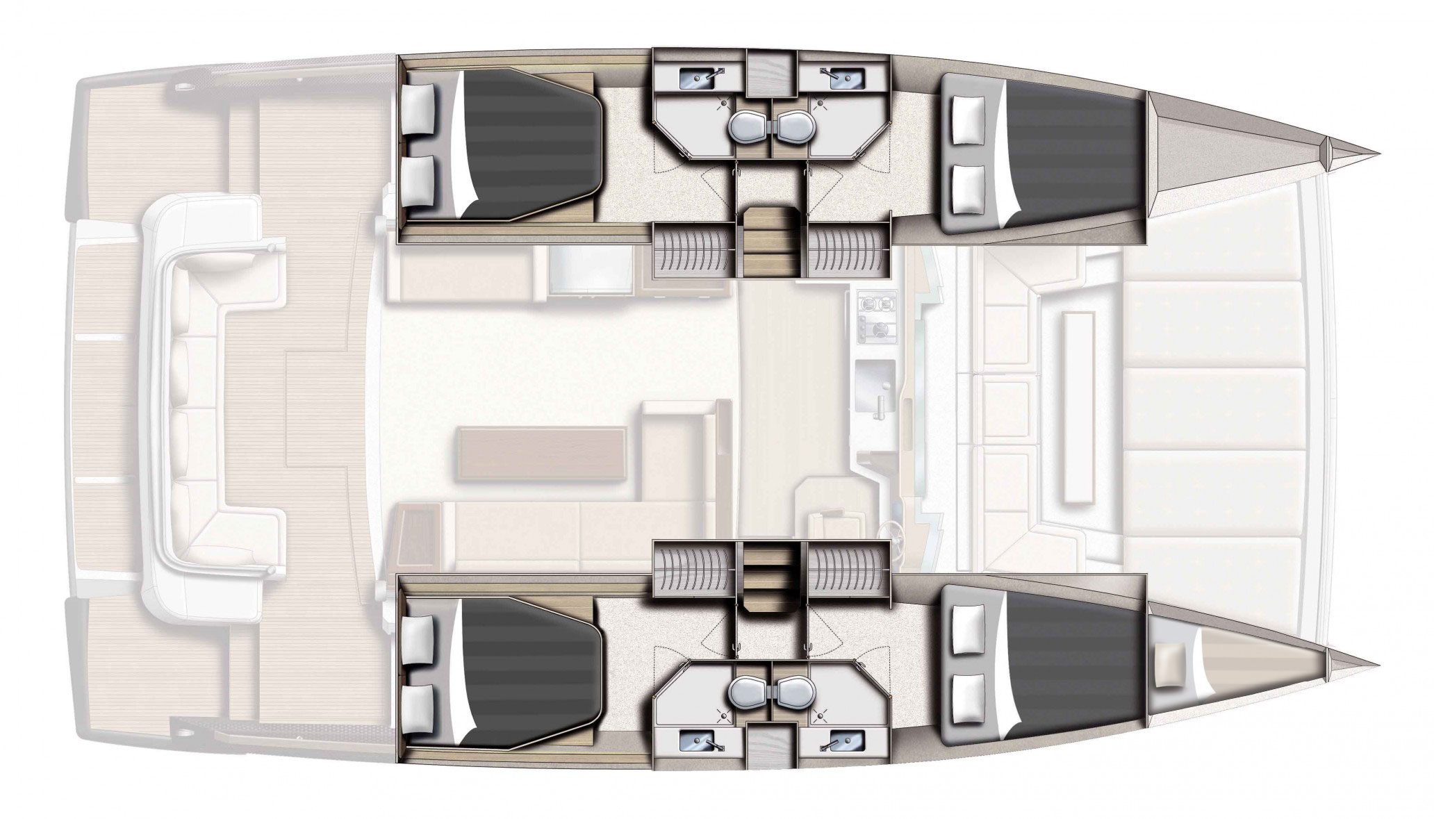 Yacht de location Bali 4.3 MY - (4 + 1 cab) disposition