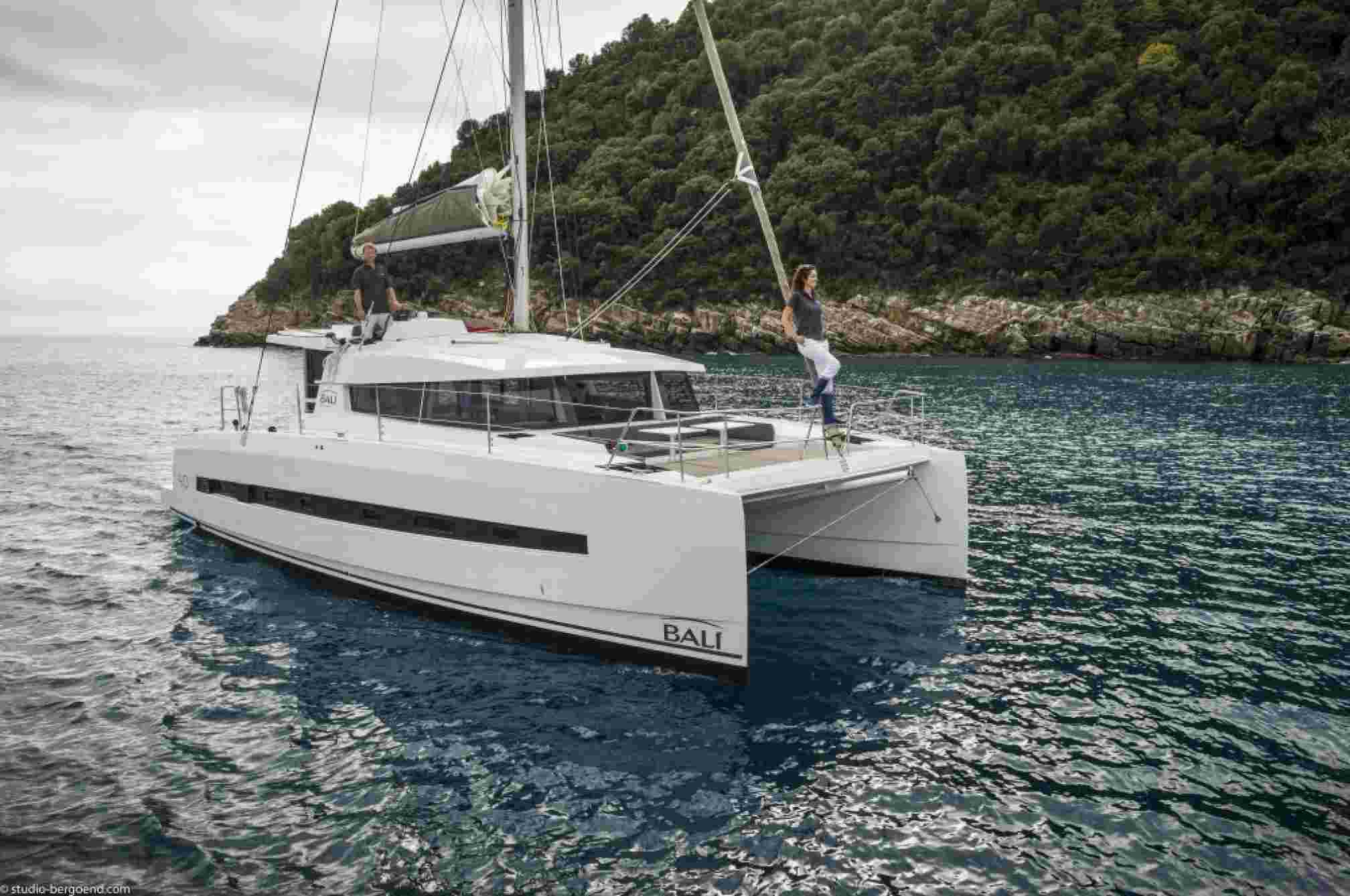 Bali 4.0 charter catamaran, sailing