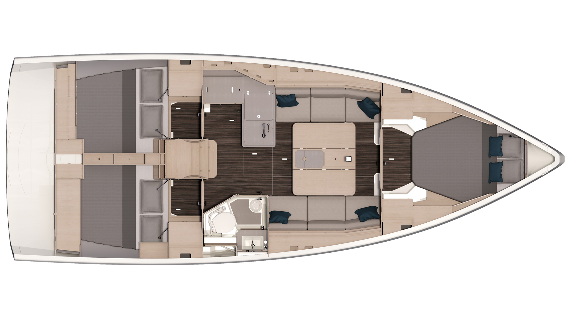 Velero de alquiler Dufour 37 (3 cab) plano