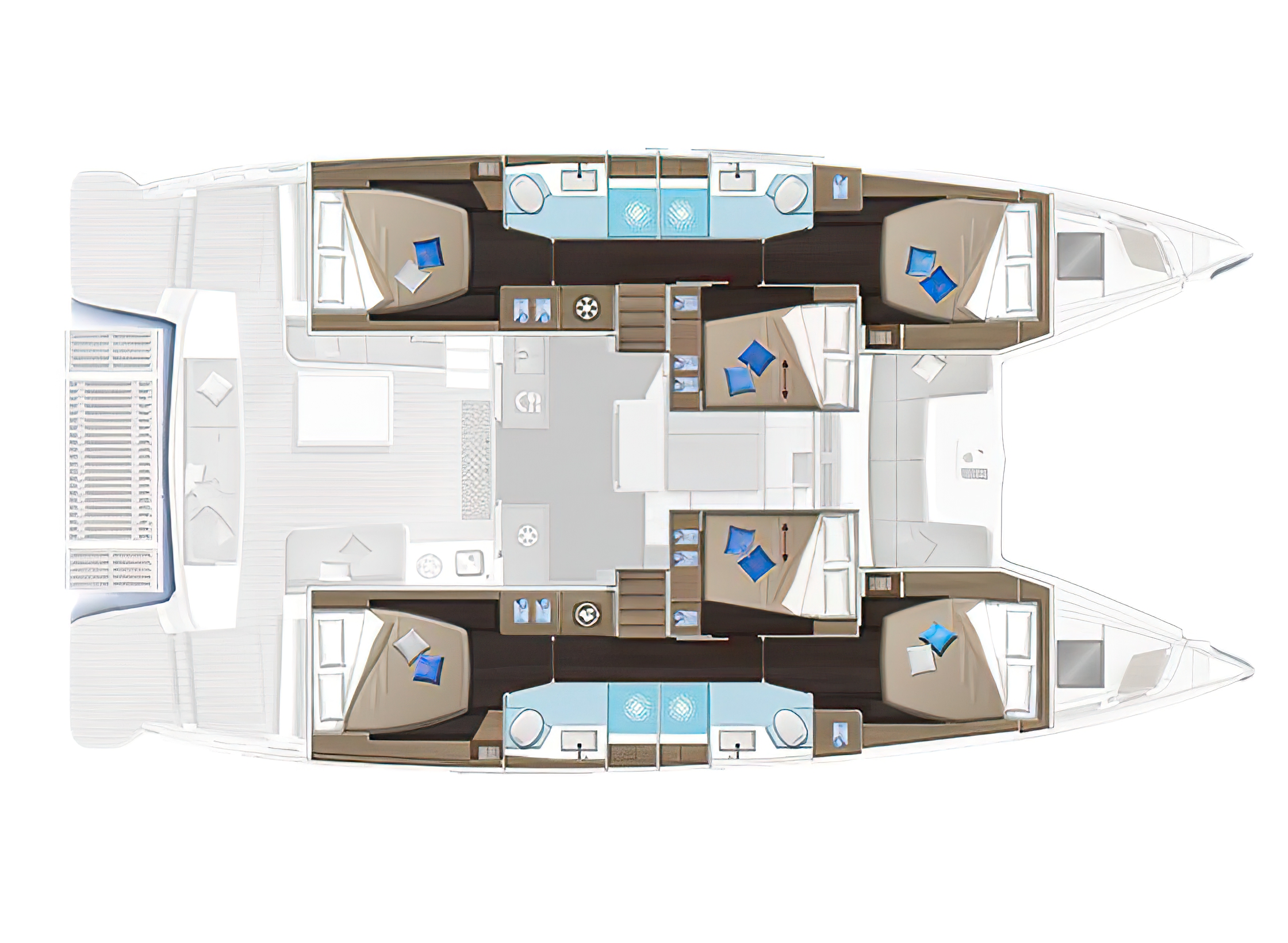 Rental catamaran Lagoon 51 (6 cab) layout