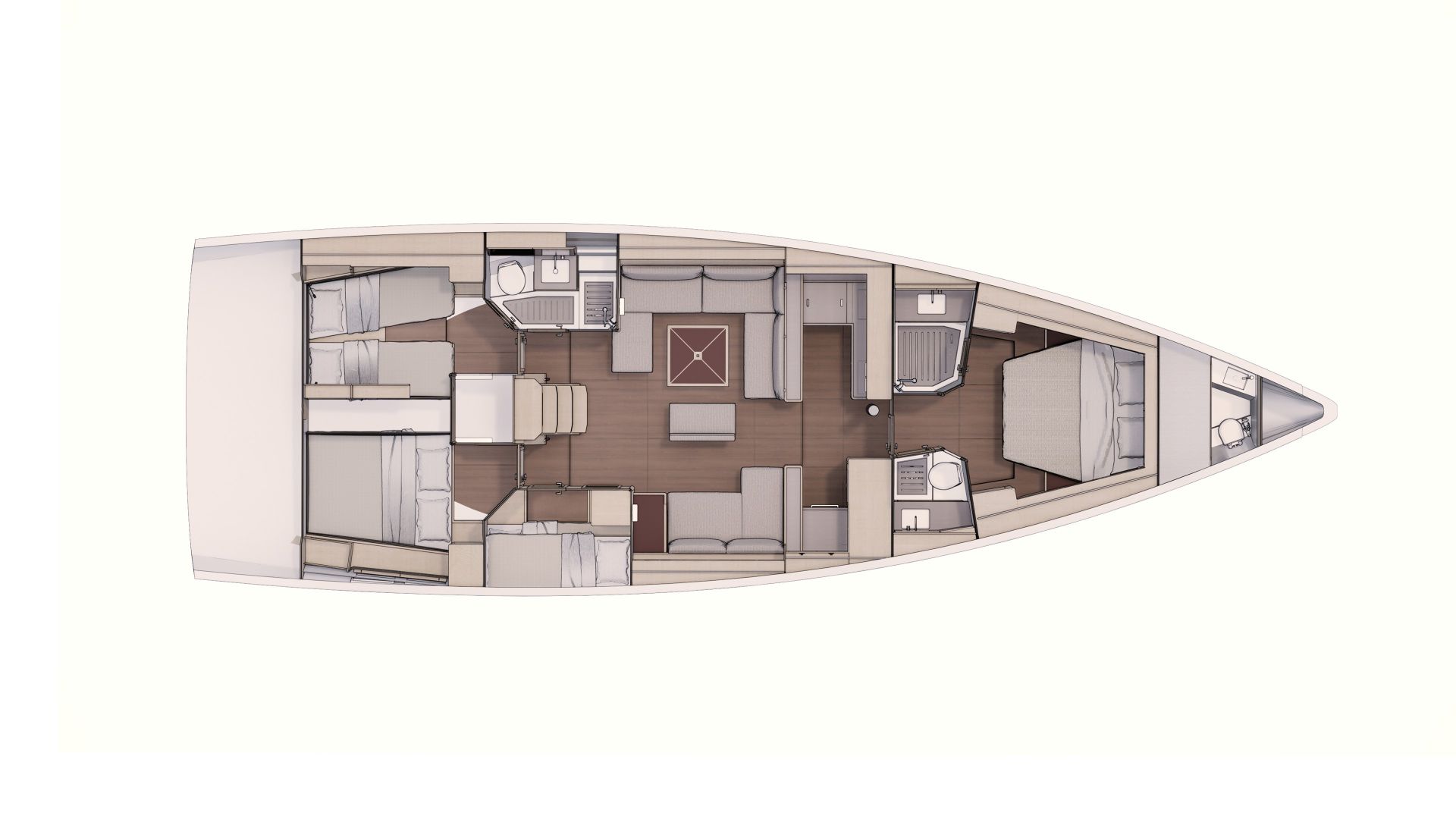 Rental sailing boat Dufour 530 layout