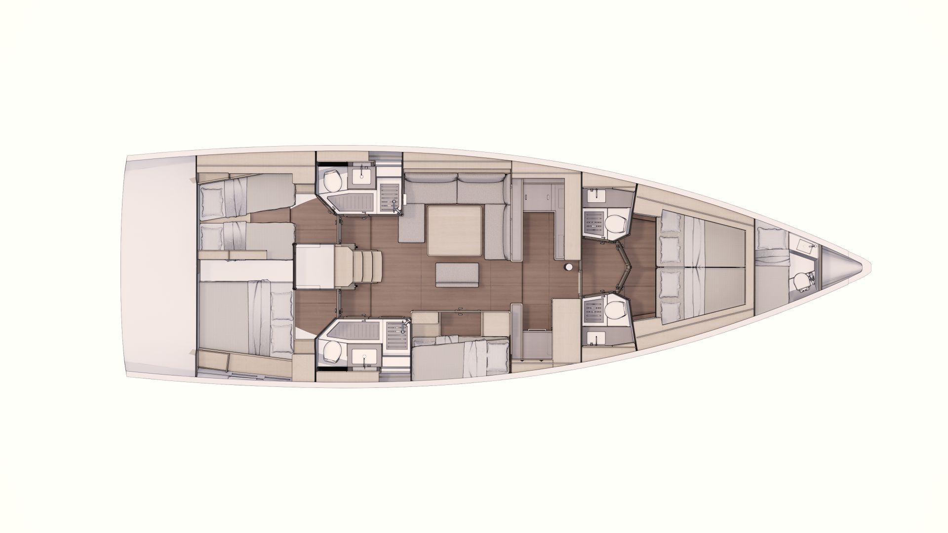 Rental sailing boat Dufour 530 layout