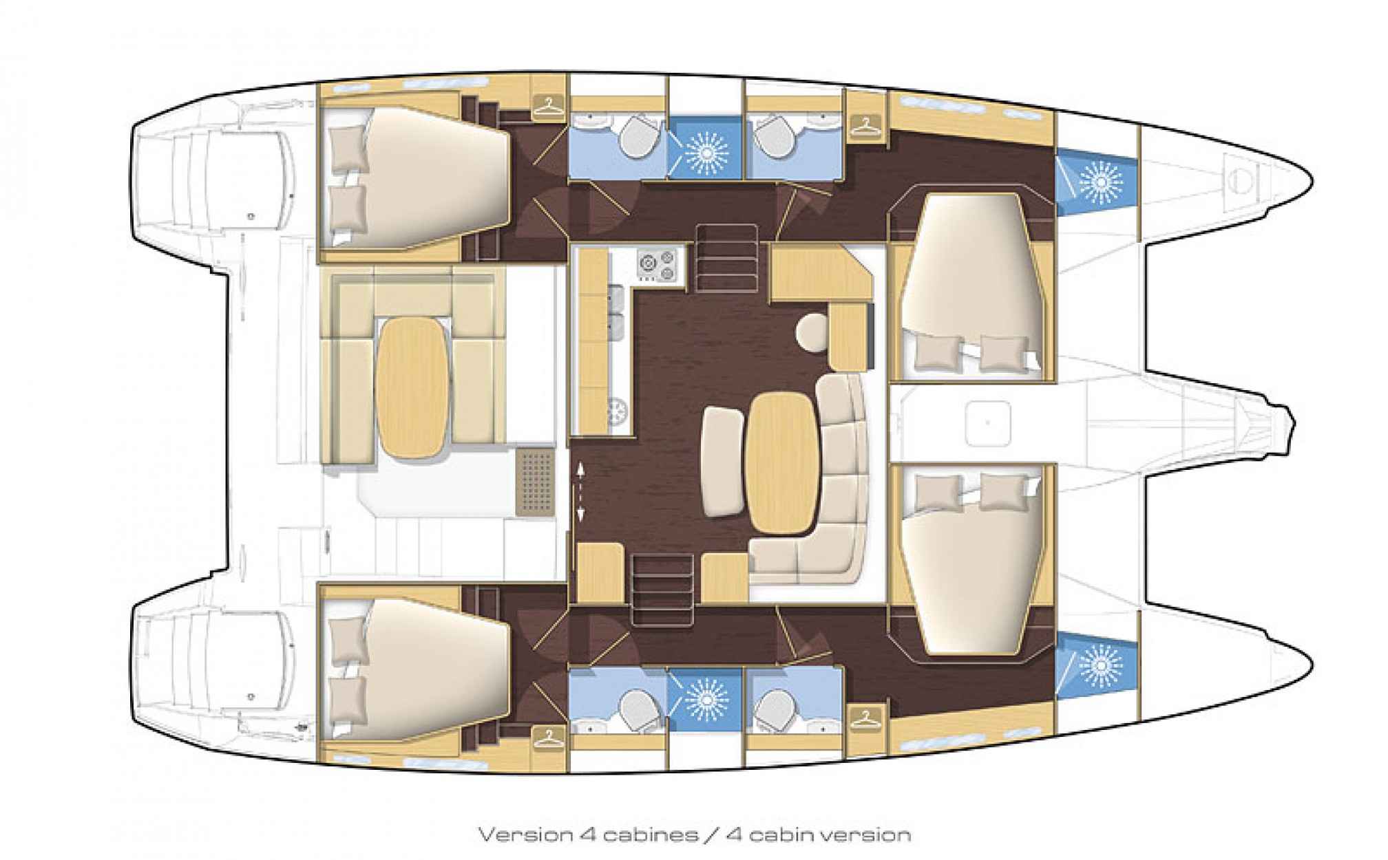 Lagoon 420 catamaran charter layout