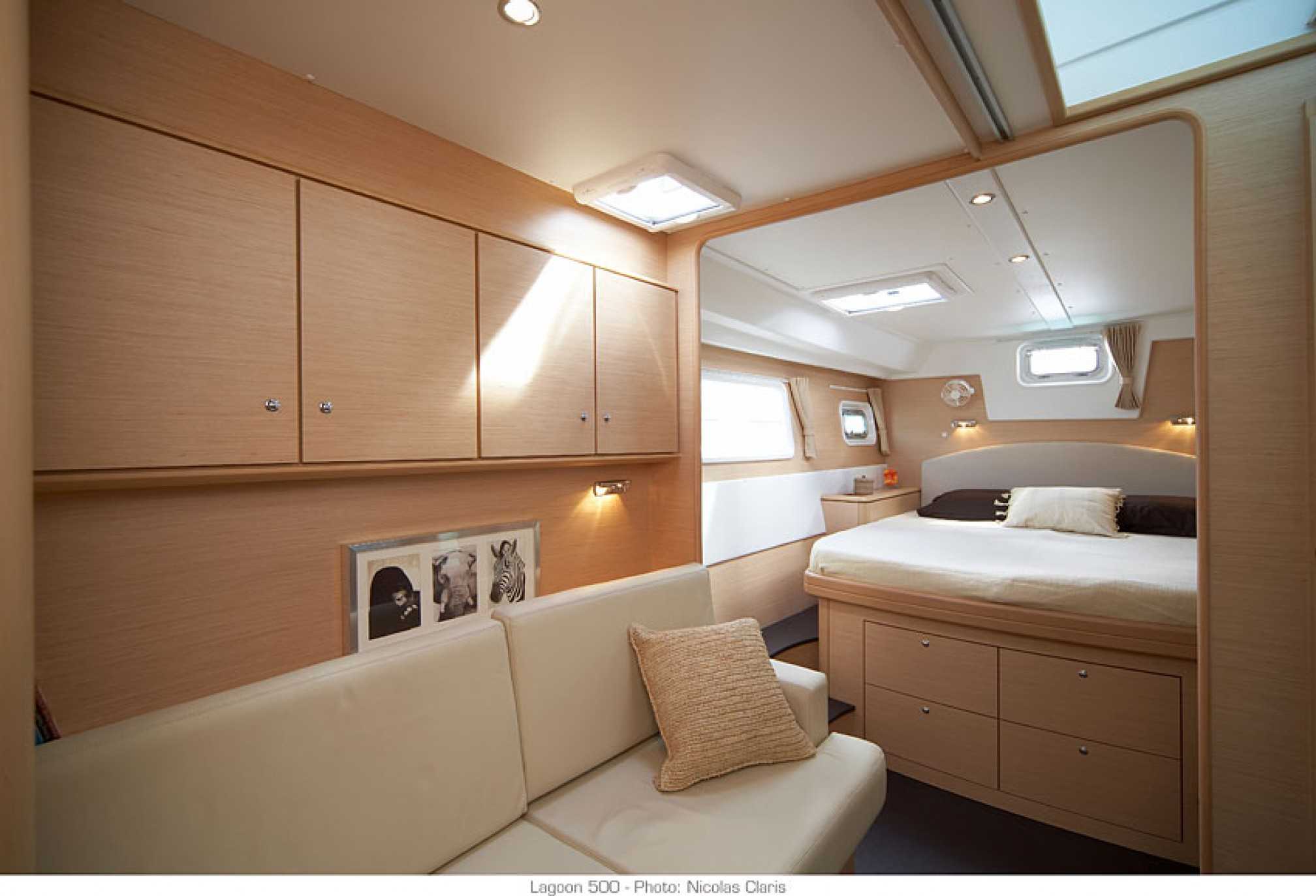 Lagoon 500 catamaran charter cabin