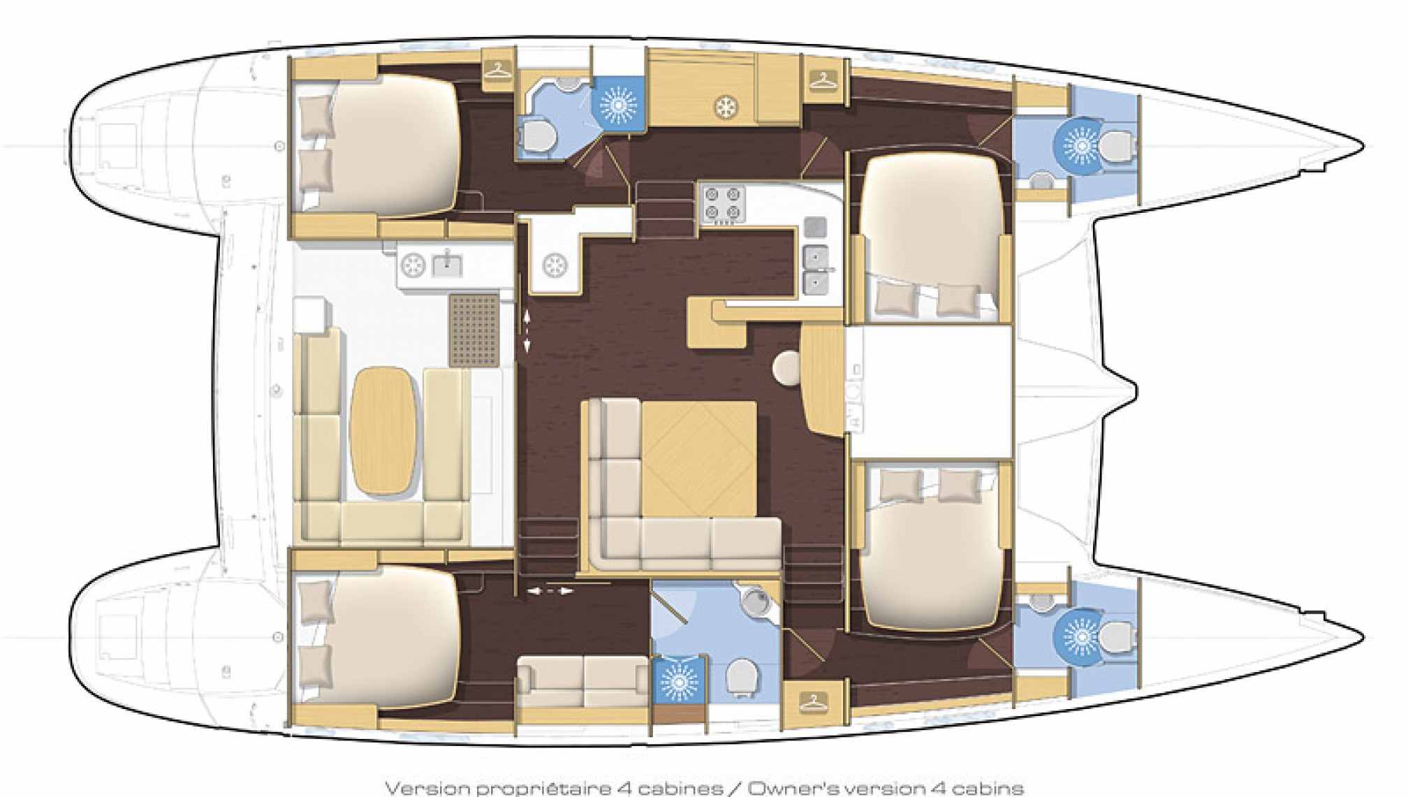 Lagoon 500 catamaran charter layout